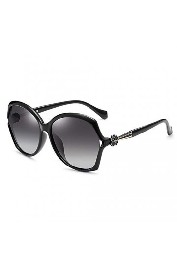 TYJA Lunettes De Soleil Polarisées, Protection UV pour Femmes Grand Cadre Lunettes en Strass Incrustées, Conduite Lunettes De