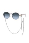 HPIRME Vintage surdimensionné rond avec chaîne lunettes de soleil femmes cadre lunettes de soleil dames nuances, gris bleu, t