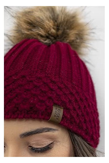 VIVISENCE Bonnet + Echarpe Classique Et Élégant 7016Kmpl, Bordeaux,UNI