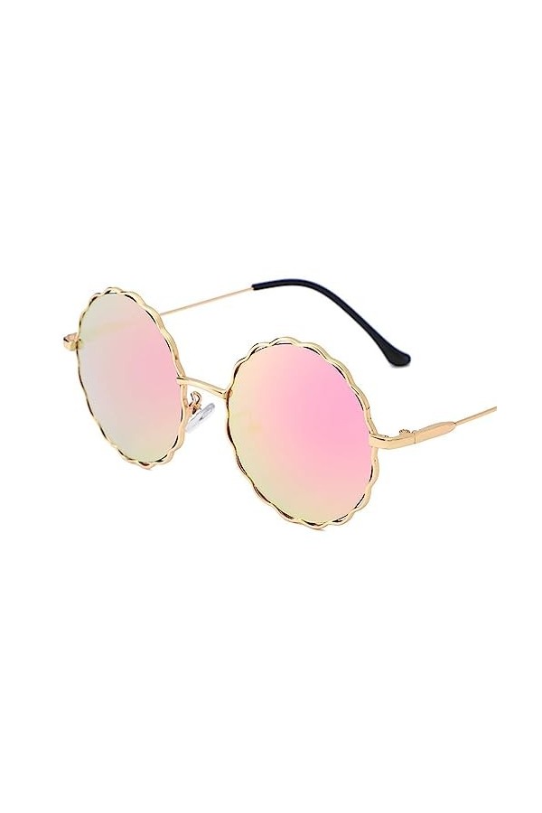 Générique Lunettes de soleil de vacances en plein air rondes en métal rétro pour hommes et femmes