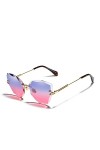 HCHES Mode Lady lunettes de soleil sans monture femmes lunettes de soleil Vintage alliage cadre classique Designer nuances Oc