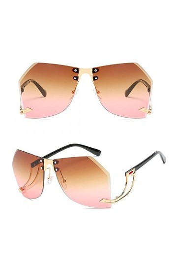 HCHES Lunettes de soleil sans monture irrégulières femmes Designer alliage cadre surdimensionné dégradé lunettes de soleil mo