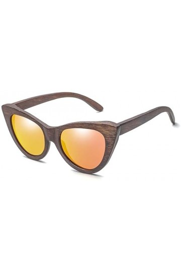 Xinduolei Lunettes de Soleil Lunettes de Soleil Cat Eye Bamboo Wood Lunettes de Soleil for Hommes Femmes Round Classic Vintag