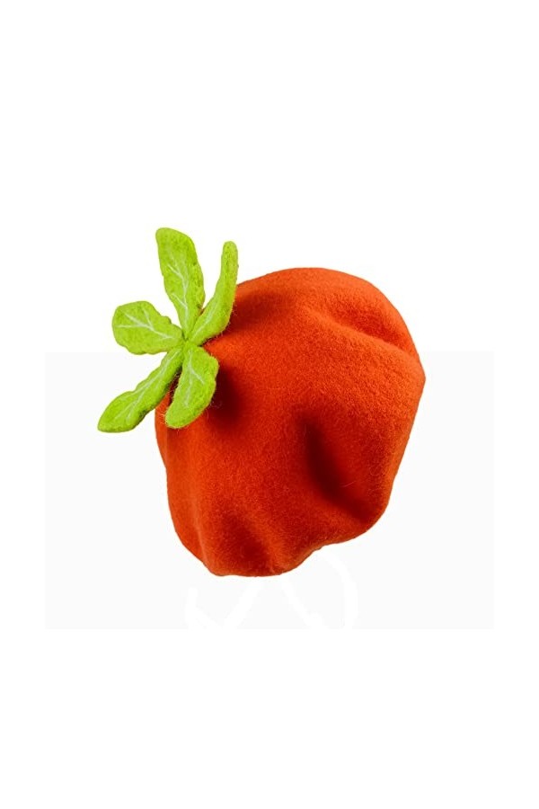 Zasy Béret décontracté en laine classique fait à la main pour femme, Orange carotte, 7 1/8/7 3/8