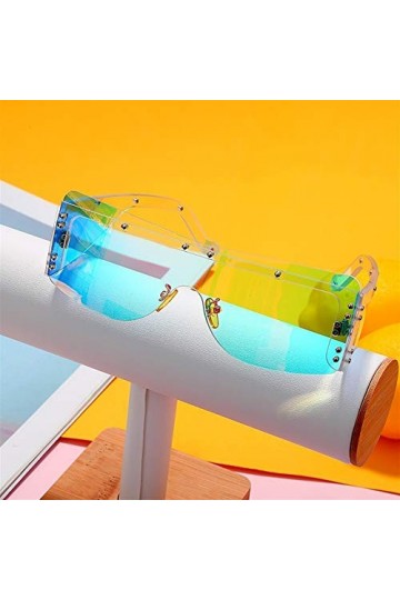 ANICHE Lunettes de Soleil pour Femmes, 2021 Luxe Mirror Shades Lunettes de Soleil Mode Rimless Lunettes de Soleil carrées Fem