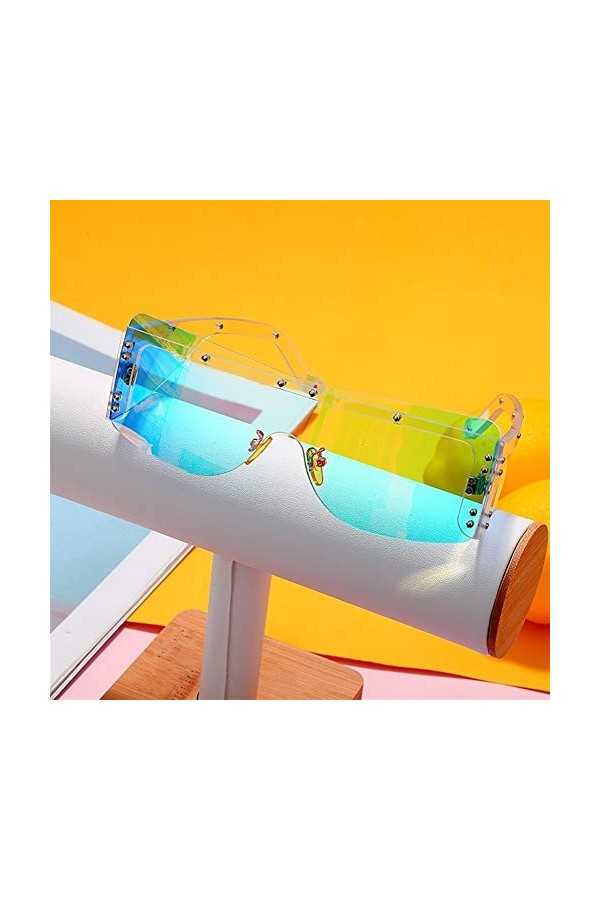 ANICHE Lunettes de Soleil pour Femmes, 2021 Luxe Mirror Shades Lunettes de Soleil Mode Rimless Lunettes de Soleil carrées Fem