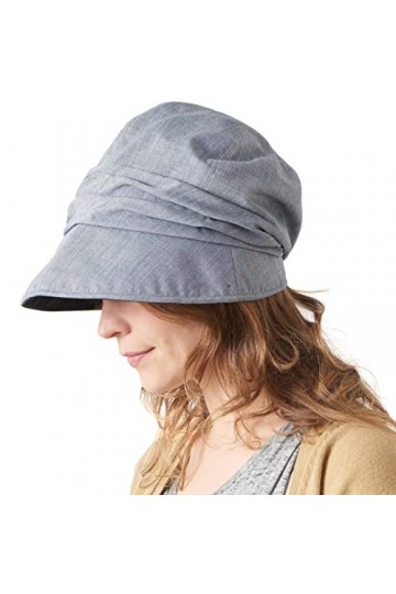 Chapeau Femme Soleil Ete Coton Bio - Casquette Gavroche Chimio À Bord Large Protection SPF Marine