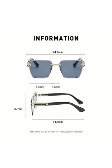 MUTYNE Lunettes de soleil carrées sans monture femmes lunettes de soleil sans cadre pour hommes verres dégradés monture en mé