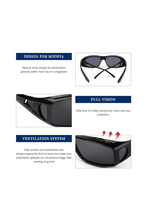 LVIOE Surlunettes Polarisées Hommes Femmes, Lunettes de Conduite Clip Lunettes de Soleil Anti-UVA UVB