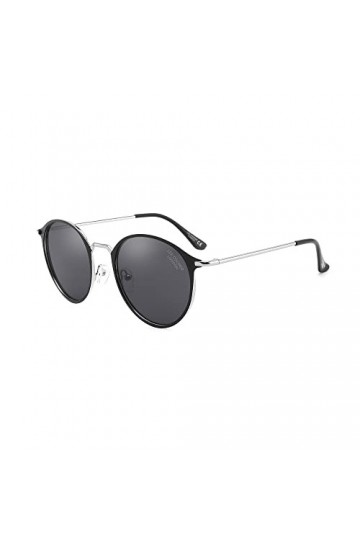Lee Cooper Lunettes de soleil rondes classiques pour femmes - Monture en métal 100 % anti-UV, Monture - Noir/Argent | Lentill