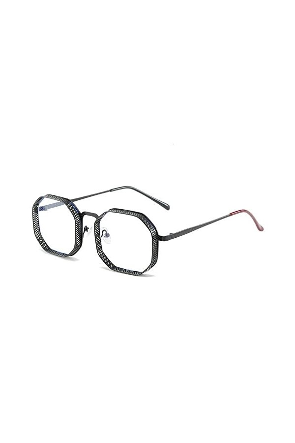 HPIRME Lunettes de soleil rétro Steampunk pour hommes en métal creux polygone grand cadre anti UV et lunettes de soleil pour 