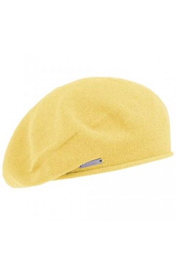 Seeberger Béret à Bord Roulé béret Basque pour Femme Bonnet dintérieur Taille Unique - Jaune Pastel 