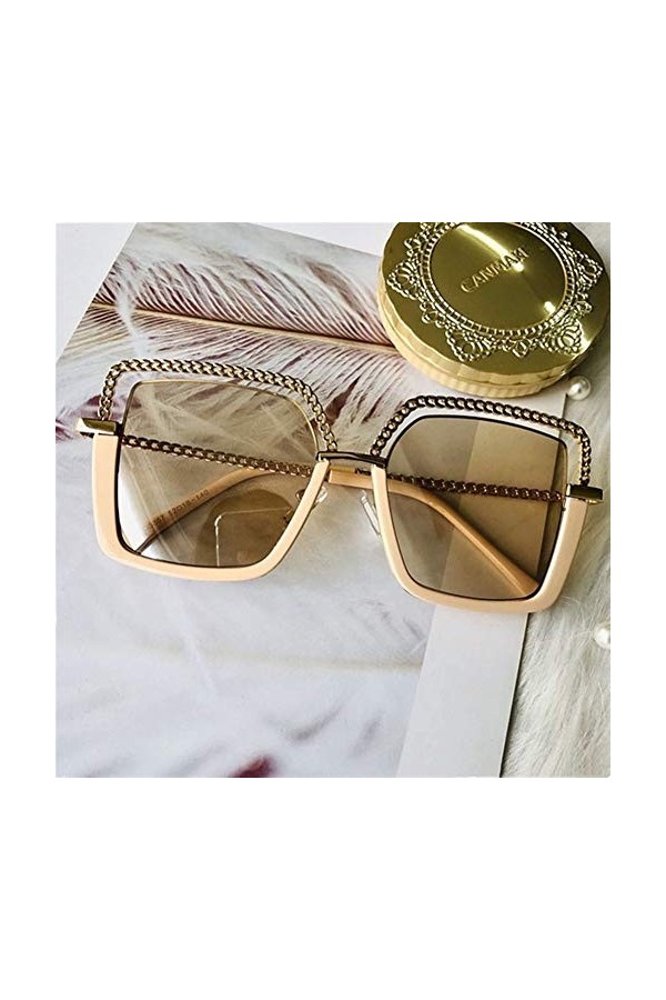 AUSUB Lunettes de soleil femme Mode Luxe place Shades Femme Lunettes de soleil Femmes Métal Lunettes de soleil demi-cadre Mes