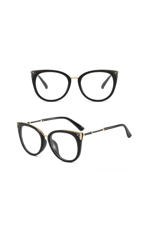 HPIRME Lunettes de Soleil Oeil de Chat Femme Vintage Lunettes de Soleil Miroir Noir pour Grande Monture Cool Femelle, Clair, 