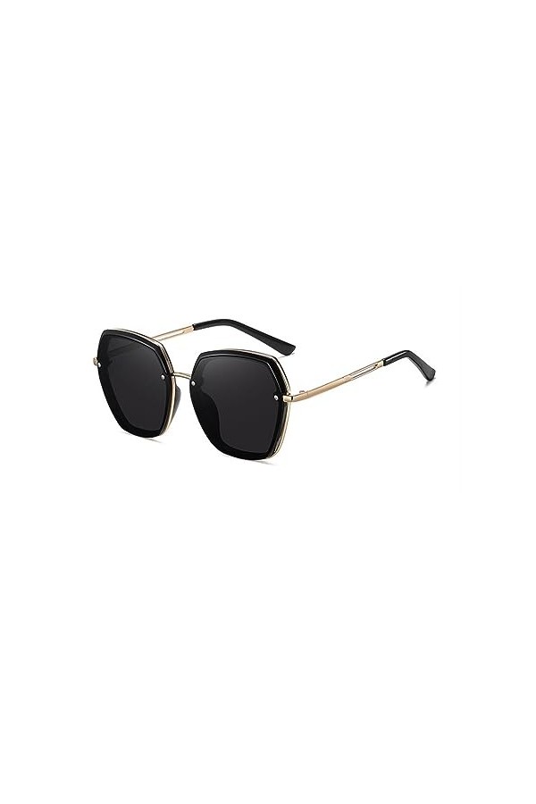 HPIRME Carré dégradé miroir lunettes de soleil polarisées femmes lunettes de soleil femme grand cadre UV400, 1, taille unique