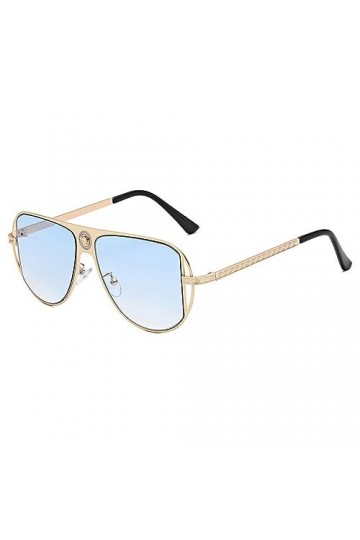 Lunettes de soleil pour femmes Monture en métal portant des lunettes de soleil Style Hommes UV400, 5.Gold Blue, taille unique
