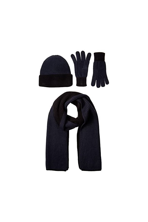Amazon Essentials Ensemble Bonnet, écharpe et Gants en Tricot pour Adulte - Violet Betterave/Rose Fandango - Taille Unique