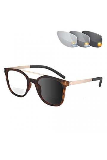 CAOXN Photochromique Transition Bifocales Lunettes De Lecture Optique Hypermétropie Metal Frame Lunettes De Soleil UV400 Lect