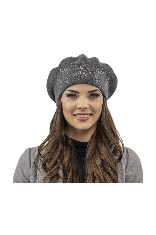 VIVISENCE Béret Classique Et À La Mode 7047, Gris Foncé,UNI