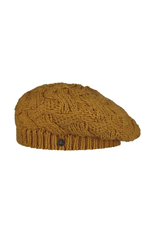 Lierys Béret en Tricot Jesila Femme - Made in Germany Bonnet pour lhiver Laine Automne-Hiver - Taille Unique Moutarde