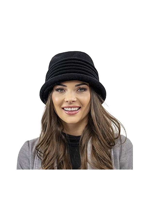 VIVISENCE Chapeau Classique Et Élégant en Laine 7045, Noir,UNI