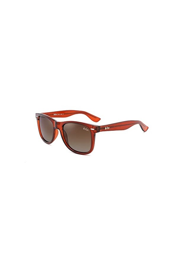 Lee Cooper Lunettes de soleil polarisées tendance pour homme et femme - 100 % anti-UV, Monture - Glossy Brown | Verres - Grad