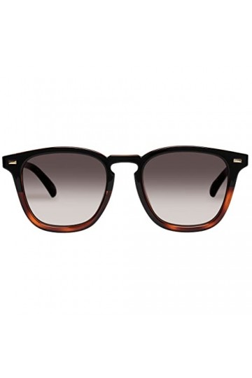 Le Specs Lunettes de soleil No Biggie pour homme et femme - Forme rectangulaire avec protection UV, Khaki Grad/Black/Tort