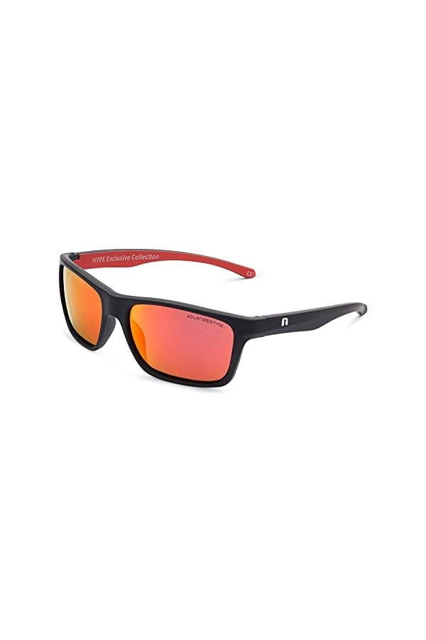 CLANDESTINE Square Matte Black Red N by HYPE - Lunettes de soleil Nylon HD homme & femme