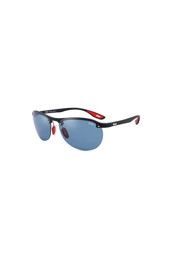 Lee Cooper Lunettes de soleil polarisées tendance pour homme - Verres bleus LC1020C02 , Monture - Bleu foncé mat | Verres - 