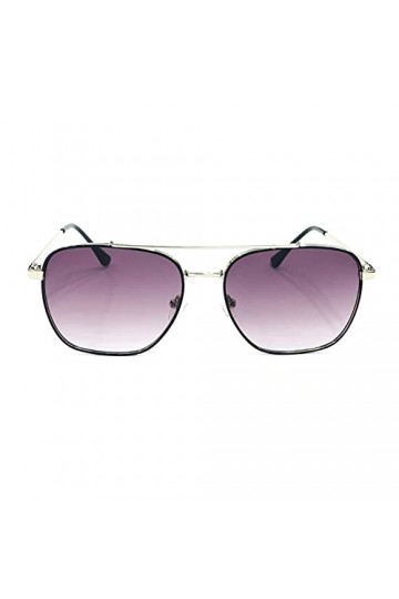 Lunettes de soleil modèle carré avec finition en argent poli et verres dégradés gris, Poli argent, 56-17-143