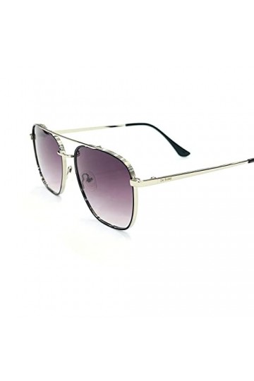 Lunettes de soleil modèle carré avec finition en argent poli et verres dégradés gris, Poli argent, 56-17-143