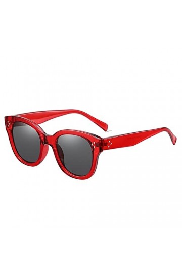 Lunettes de soleil Hommes Femmes Retro Oversize Summer Round Frame UV Protect Lunettes de soleil polarisées, Rouge, taille un