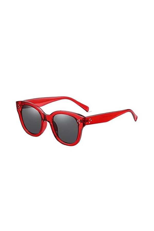 Lunettes de soleil Hommes Femmes Retro Oversize Summer Round Frame UV Protect Lunettes de soleil polarisées, Rouge, taille un