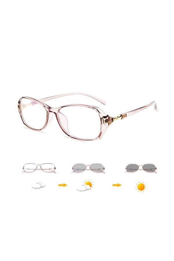 Lunettes de Lecture Photochromiques pour Femmes, Lunettes de Soleil Anti Éblouissement Légères et Flexibles avec Charnière à 