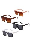 TIYETA 4PCS Lunettes De Soleil Carrées Surdimensionnées Lunettes De Soleil Mode pour Femmes Hommes Polarisées Conduite Rétro 
