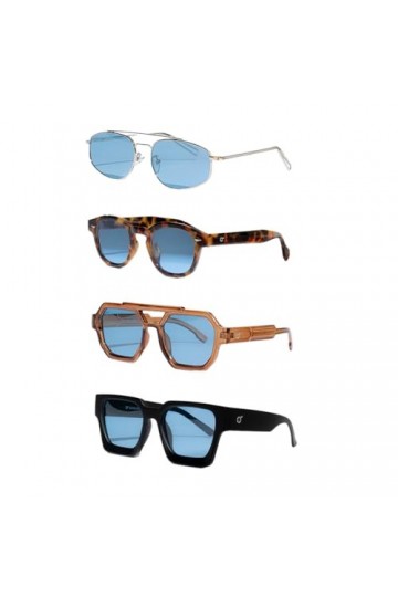 OS SUNGLASSES Lunettes de Soleil Homme Vintage - Lot de 4 Paires de Lunettes Homme et Femme, Style Johnny Depp - Lunette de S