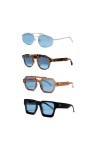 OS SUNGLASSES Lunettes de Soleil Homme Vintage - Lot de 4 Paires de Lunettes Homme et Femme, Style Johnny Depp - Lunette de S