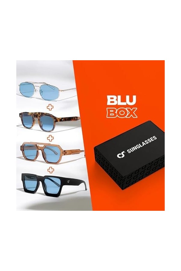 OS SUNGLASSES Lunettes de Soleil Homme Vintage - Lot de 4 Paires de Lunettes Homme et Femme, Style Johnny Depp - Lunette de S