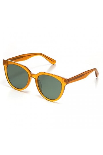 isheep Lunettes de soleil Polarisées vintage Carré pour femmes hommes, mode Petite monture métallique SIS-15-YE（Jaune）