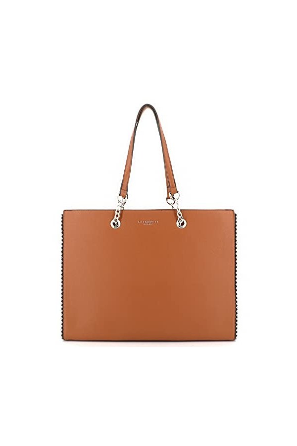 Sac A Main Femme Chaînes Perles Billes - Sac Cabas Similicuir Grainé - Sac Cours Travail Format A4 - Sac Porté Epaule Bandoul