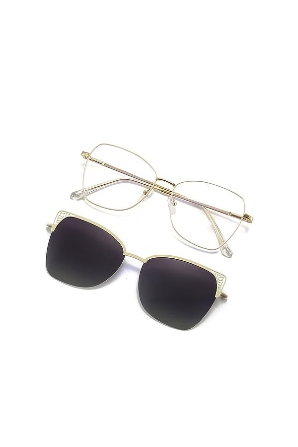 HPIRME Lunettes de soleil magnétiques optiques polarisées pour femmes Clip aimant sur lunettes de soleil UV400 cadre de lunet