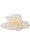 Lawliet Chapeau dorganza pour femme avec large bord et plumes pour église, mariage, course de chevaux Royal Ascot et Kentuck