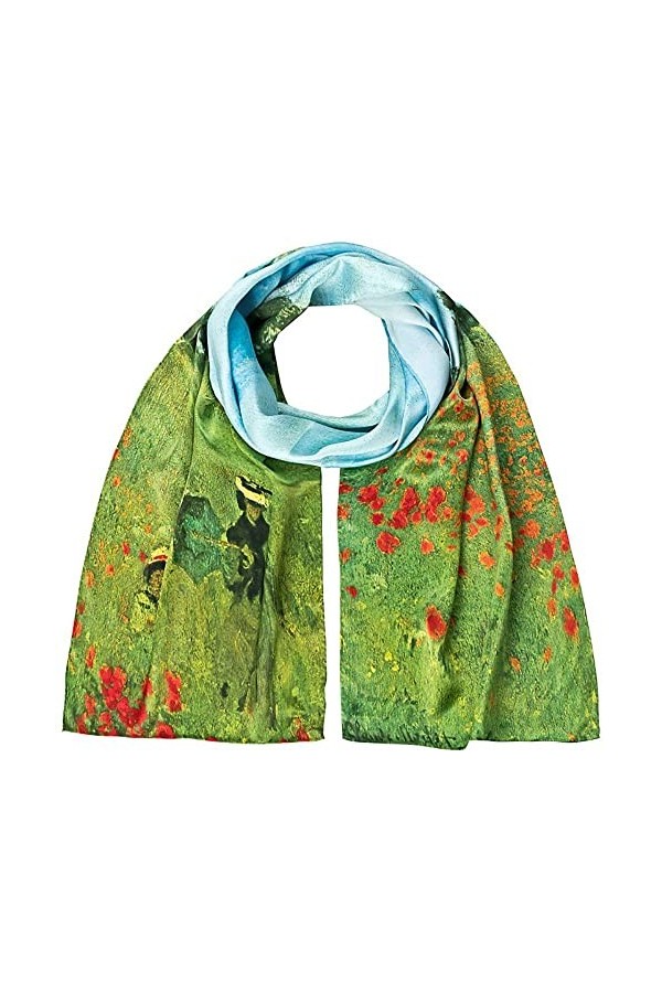 VON LILIENFELD® Foulard Soie Claude Monet : Champ de Coquelicots Femme Fleur Écharpe Cache-Nez Art