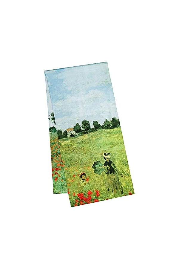 VON LILIENFELD® Foulard Soie Claude Monet : Champ de Coquelicots Femme Fleur Écharpe Cache-Nez Art