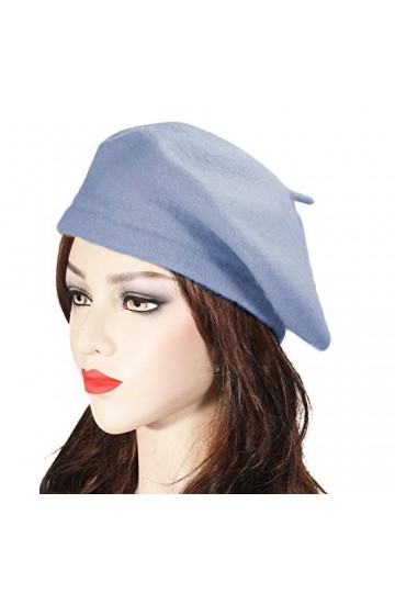 ZLYC Femmes Classique Francais Laine Chapeau de Béret Bleu Ciel ,Taille Unique