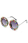 HCHES Lunettes de soleil rondes en diamant Lunettes de soleil colorées avec strass pour femmes, diamants colorés, taille uniq