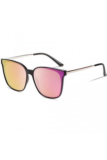 DUCO Lunettes de soleil rondes polarisées rétro pour femme Protection UV W016, noir/rose