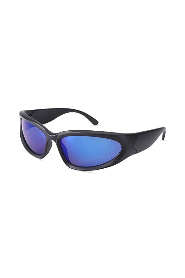 Hycredi Lunettes de soleil enveloppantes pour homme et femme - Tendance - Ovale - Monture épaisse - Tendance - Sport envelopp