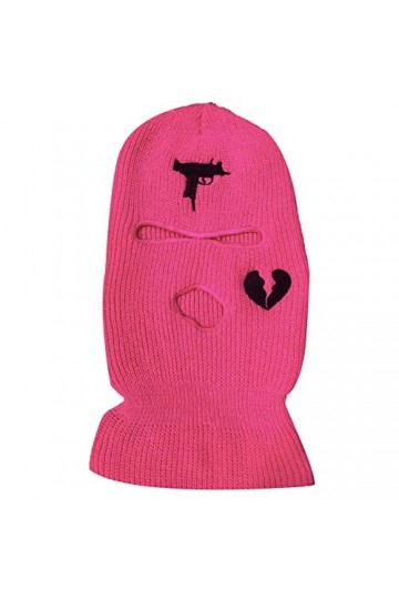 Himllauen Cagoule dhiver en tricot chaud 3 trous pour adulte, rose rouge, taille unique