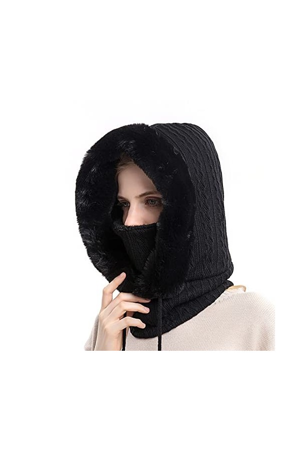 TAGVO Balaclava Chapeau Femme Multifonction Cagoule Masque de Ski Hiver Chaud Coupe-Vent Masques Polaire Chapeau pour Hiver T